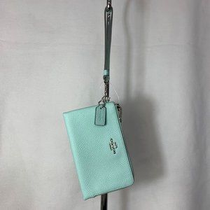 COACH Double Corner Zip Wristlet Seaglass